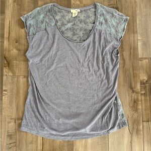 M. Rena Short Sleeve Shirt‎ Women's Small Blue Floral Mesh Back Made in USA